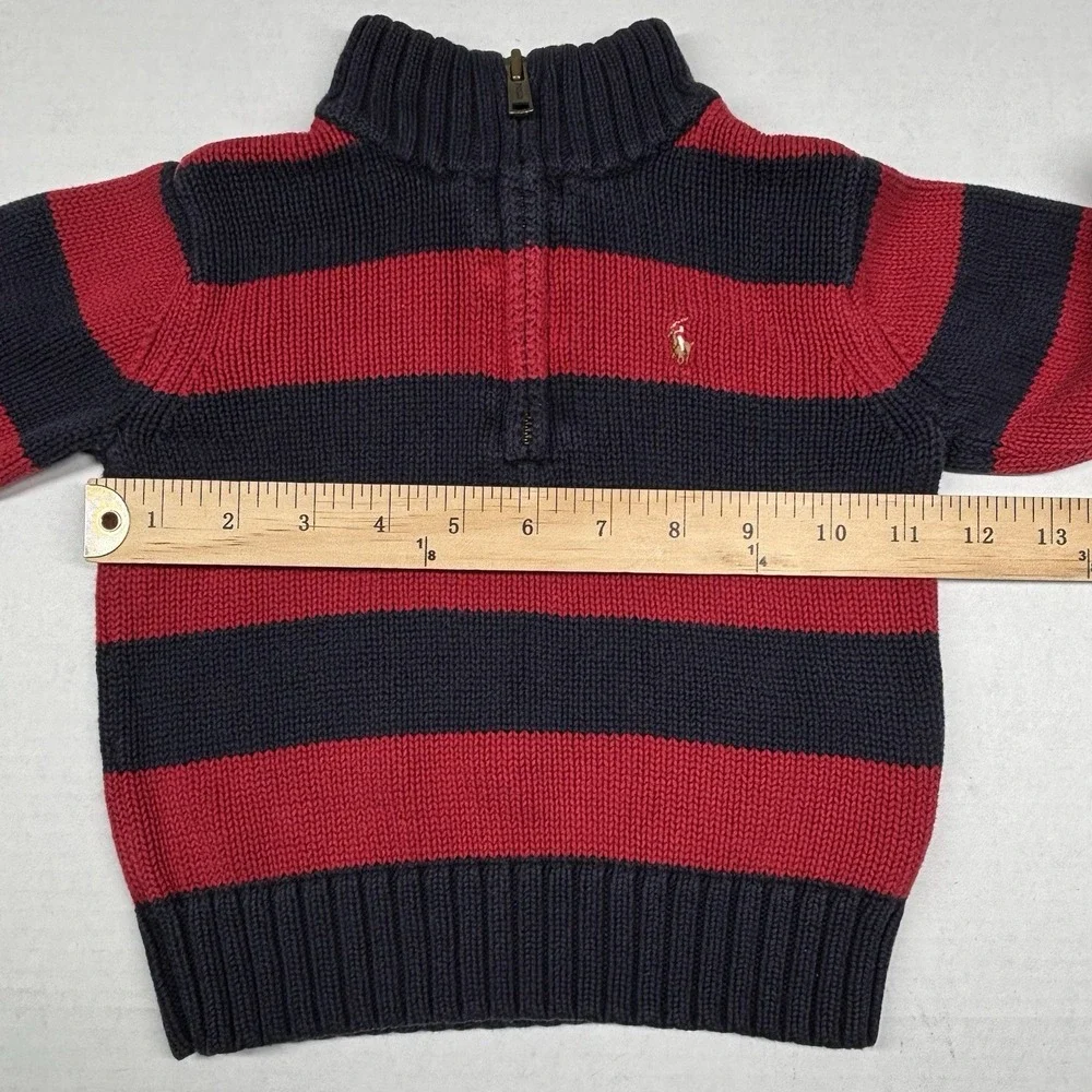 VTG Polo Ralph Lauren Boy‎ 24M Sweater Knitted Pullover Rugby Striped Navy EUC - Picture 5 of 7